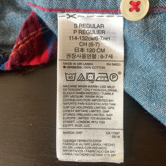 Preowned Gap Kids Long Sleeve Plaid Button Down Shirt. - Picture 6 of 10